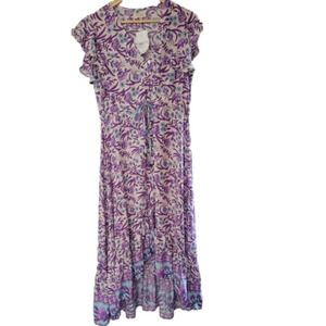 Iris Maxi Nova Purple Floral Tiered High Low Dress New Design In Australia Sz.12